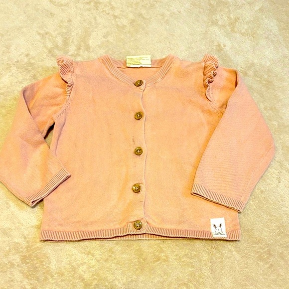 Pink Ruffled Kids Sweater, 100% organic cotton, 12-24 M - Picture 1 of 7
